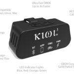 Kiwi 3 OBD2 adapter showcasing its compact design and Bluetooth connectivity