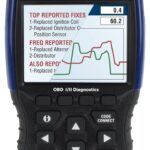 Image of the OTC 3211 OBD I & II Scan Tool showcasing its handheld design and screen displaying diagnostic data