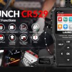 Image of LAUNCH CR529 Code Reader features, displaying various functions on screen