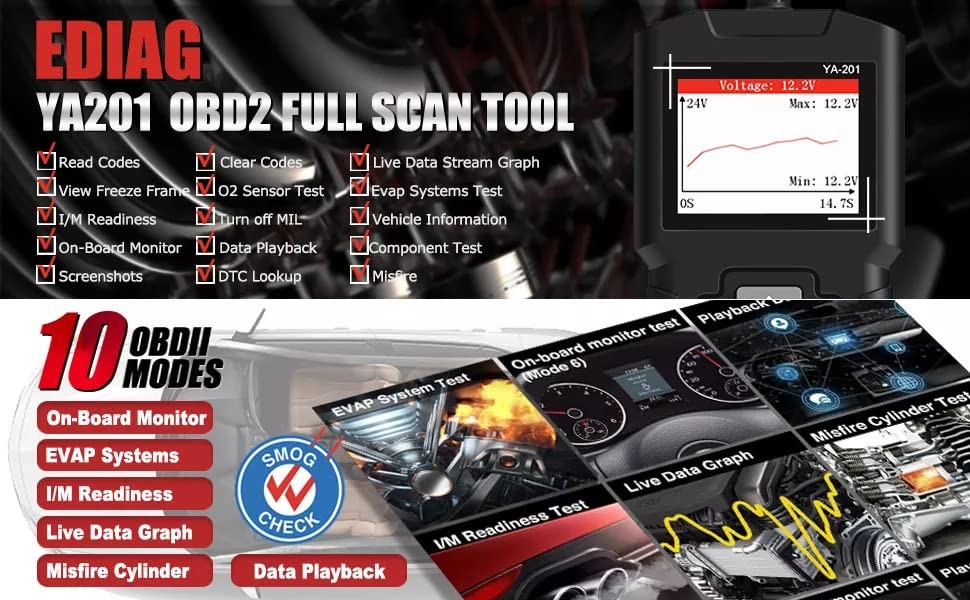 YA201 OBD2 Scanner displaying live data stream on its color screen, highlighting its user-friendly interface and real-time monitoring capabilities.