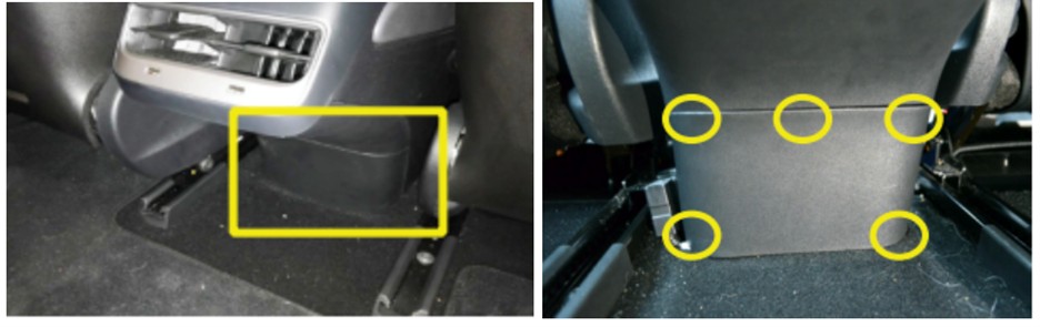 Tesla Model 3 rear center console panel location