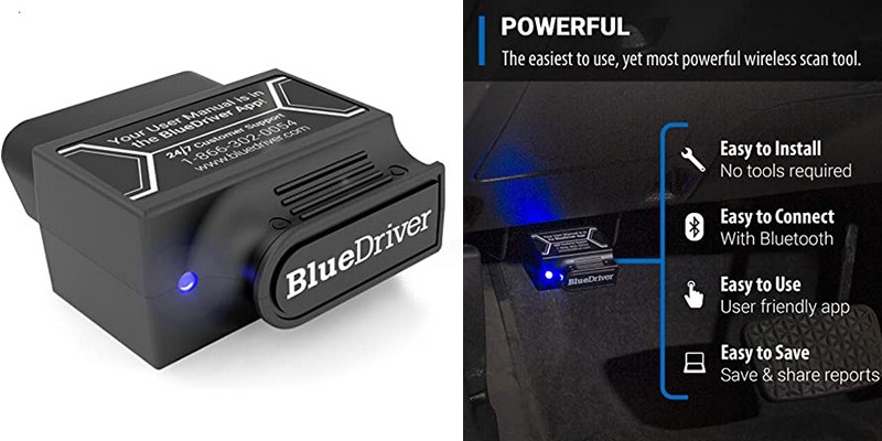 Image of the BlueDriver Bluetooth OBDII Scan Tool device against a clean background.