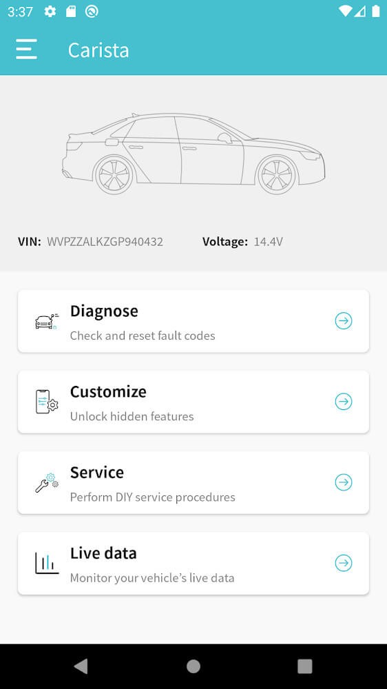 Carista OBD2 Diagnostic Data