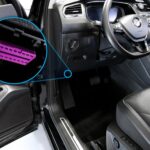 Diagram showing the typical location of the OBDII port inside a vehicle