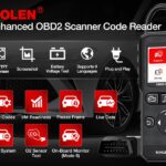 KINGBOLEN YA200 OBD2 scanner displaying comprehensive diagnostic functions. An automotive scanner tool for reading and clearing car fault codes.